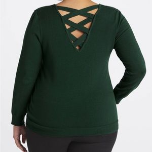 Love Ellie Green Back Detail Pullover Sweater